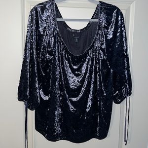 Navy blue velvet AE top